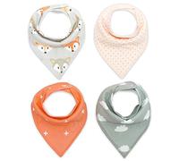 4 bavoirs Bandana pour bébé Unisexe tout-petits de bave avec fermoirs coton bio doux unique de douche Coffret cadeau Super Absorbant pour biberon de dentition Fashion réglable