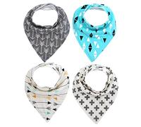 4 bavoirs Bandana pour bébé Unisexe tout-petits de bave avec fermoirs coton bio doux unique de douche Coffret cadeau Super Absorbant pour biberon de dentition Fashion réglable