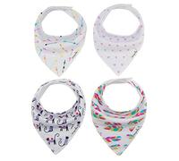 4 bavoirs Bandana pour bébé Unisexe tout-petits de bave avec fermoirs coton bio doux unique de douche Coffret cadeau Super Absorbant pour biberon de dentition Fashion réglable