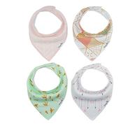 4 bavoirs Bandana pour bébé Unisexe tout-petits de bave avec fermoirs coton bio doux unique de douche Coffret cadeau Super Absorbant pour biberon de dentition Fashion réglable
