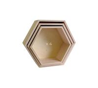 4 blocs de 3 étagères hexagone en bois 24-30 cm