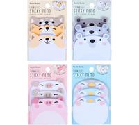 4 Blocs Notes Autocollantes Feuilles Notes Adhésives en Forme Animaux Ensemble de Notes Autocollantes Sticky Notes pour Bureau (180 pages)