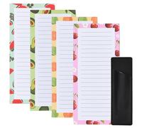 4 Blocs-Notes Magnétiques, 50 Feuilles/Bloc Liste de Courses, Blocs-Notes avec 1 Porte-Stylo Magnétique, Bloc de Listes de Tâches, Liste d'Achats Réfrigérateur, Design Fruitier