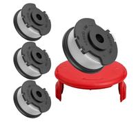 4 Bobines Fil Nylon Coupe Bordure Parkside 1,6mm x 5m avec Couvercle | 4 Bobines Fil Nylon avec couvercle, bobine fil coupe bordure compatible Parkside et Einhell GE-CT18/28 Li TC, GE-CT 18/260 Li