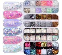 4 Boîtes 48 Couleurs Paillettes À Ongles,Nail Art Ongles Deco Nail Art,Ultra-Mince Brillant 3d Nail Glitter Flocons Paillettes Manucure Maquillage Diy Deco Ongle Nail Art.[G80]