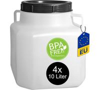 4 boîtes de 10 litres avec couvercle à visser, qualité alimentaire, sans BPA, boîte de conservation pour la cuisine, les loisirs, l'atelier, le riz, les céréales, la farine et le sucre