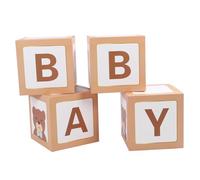 4 boîtes de ballons à thème ours de 11,81 po, décorations de fête en lettres avec motif B A B Y, décoration de centre de table pour révélation du sexe et anniversaire, fournitures