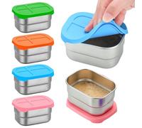 4 Boîtes de Collation en Acier Inoxydable 230ml (304), Boite Inox Alimentaire Étanche, Récipients de Collation Réutilisables & Petit Contenants de Collation pour Cuisine, Lavable Lave-Vaisselle