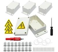 4 boîtes de jonction, IP67 Boîte de dérivation blanche étanche, Boîte de distribution apparente, boîtier électronique avec 16 presse-étoupes, plaques de sécurité, scie cloche 16 mm, tournevis