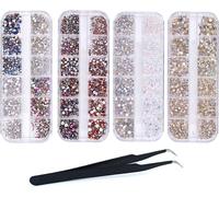4 boîtes de pierres en strass pour les ongles, paillettes, autocollants pour les ongles, diamants pour l'art des ongles, avec picots en strass