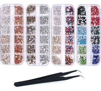 4 boîtes de pierres en strass pour les ongles, paillettes, autocollants pour les ongles, diamants pour l'art des ongles, avec picots en strass