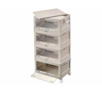 4 boîtes de rangement pliables 45 L AB-130 avec 4 roulettes - coloris blanc XCase