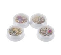 4 Boîtes Décoration D’ongles Mixte, et Coquillage, Style Luxe | Breloques DIY pour Ongles et Press-on, Chaînes, Perles, Paillettes, Lot Prêt à L’emploi