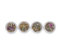4 Boîtes Kit Décoration Ongles Perles Chaînes Métalliques | Assortiment Prêt à L'emploi, Résine et Cristaux, pour Usage Quotidien et Salon, Lot
