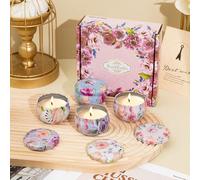 4 boîtes/set de cire à chaud parfumée, bougies maison à la cire de soja, bougies fleuries pour décoration de mariage et de fête, cadeau parfait pour la famille et les amis, bougies parfumées en boîte