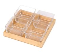 4 Bols Verre avec Base Bambou Cheffinger