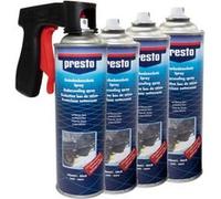 Spray de protection sous-caisse Presto contre les éclats de pierre, noir 4 X 500 ml avec poignée de pistolet