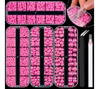 4 botes Kit de perles arriere a plat 12 PEACH FLATBACK PEACH PERLES ROUNES 3-10 mm avec crayon a pick-up et pinceau pour la maison DIY et maquil