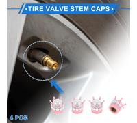 4 Bouchons De Valve De Pneu 7X15.8Mm Couvre-Poussière De Valve De Pneu Pour Voiture Camion Moto Vélo Décoratif Abs Cuivre Rose Blanc