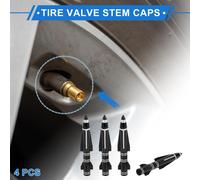 4 Bouchons De Valve De Pneu 7X88Mm Couvre-Poussière De Valve De Pneu Pour Voiture Camion Moto Vélo Décoratif En Alliage D'Aluminium Noir