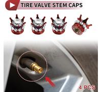 4 Bouchons De Valve De Pneu Décoratifs 15Mm Couvre-Poussière De Valve De Pneu Pour La Plupart Des Voitures Camions Rouge Argent En Abs Cuivre