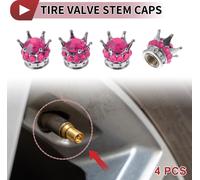 4 Bouchons De Valve De Pneu Décoratifs 15Mm Couvre-Poussière De Valve De Pneu Pour La Plupart Des Voitures Camions Tons Argent Et Rouge Rose Abs Cuivre