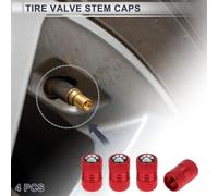 4 Bouchons De Valve De Pneu Décoratifs 8X17Mm Couvre-Poussière De Valve De Pneu En Aluminium Rouge Résine Époxy