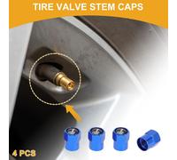 4 Bouchons De Valve De Pneu En Alliage D'Aluminium Décoratif En Caoutchouc Bleu Et Blanc À Motif De Doigt Pour Voiture Couvre-Poussière De Valve De Pneu 8X12Mm