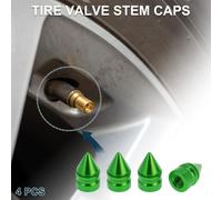 4 Bouchons De Valve De Pneu En Aluminium Alliage Vert Style Pointu 7X23Mm Élégants Couvre-Poussière De Valve De Pneu