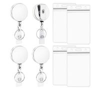 4 Boucles Télescopiques Et 4 Porte-Cartes Verticaux, Boucle De Lanière Télescopique Anti-Perte, Boucle Télescopique En Métal, Porte-Carte Transparent, Porte-Carte D'Identité Étanche