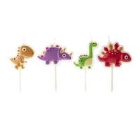 dekora - Pack de Bougies de Décoration de Gâteau d'Anniversaire Dinosaure - 4 Unités