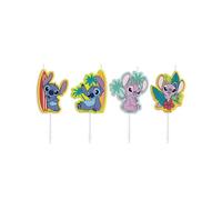 Dekora Design – Bougies d'anniversaire Stitch Angel – 4 pièces – pour gâteaux – style hawaïen