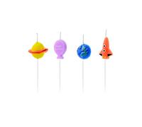 4 bougies d'anniversaire astronaute fusée et planète - Multicolore - Taille Unique