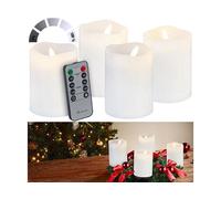 4 bougies de l'Avent LED effet flamme télécommandées - coloris blanc