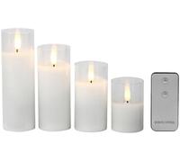 4 bougies LED télécommandées en cire avec photophores en verre [Lunartec]
