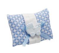 4 BOURSES DAMIER LANDAU BLEU 10X8CM