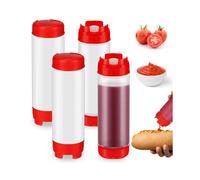 4 Bouteilles Compressibles Rechargeables de 20 Oz, Embout en Plastique Inversé, Grand Distributeur de Valve, Bouteille Compressible pour Condiments