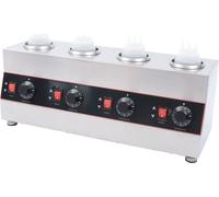 4 bouteilles de distributeur de sauce chauffe-sauce électrique commercial pour chocolat chaud fromage confiture Melt Maker - boîtier en acier inoxydable - réglage de la température