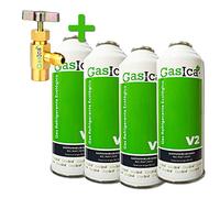 4 Bouteilles de gaz réfrigérant GASICA V2 + Valve de remplacement organique (R22,R407C,RT410A) 255GR