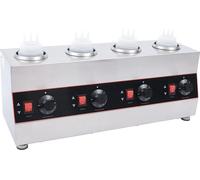 4 bouteilles de sauce Chauffe-sauce électrique Bain-marie commercial Chauffe-sauce multifonctions avec réglage de la température Pour le chocolat chaud Fromage Confiture Chauffe-sauce Outil Boîtier en