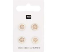 4 Boutons En Noix De Coco - 10 Mm