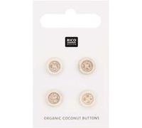 4 Boutons En Noix De Coco - 10 Mm