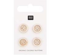 4 Boutons En Noix De Coco - 12 Mm