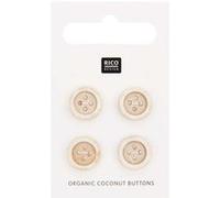 4 Boutons En Noix De Coco - 12 Mm