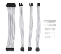 4 câbles d’Extension d’Alimentation PSU de 18 AWG, gainés de Nylon, avec connecteurs 24 Broches ATX, 4+4 Broches pour Le CPU et 6+2 Broches pour la Carte Graphique PCIE, équipés de (Blanche)