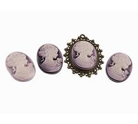 4 cabochon Camée que dans lilas, 25 x 18 mm de Vintage Parts, Bijoux DIY