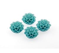 4 cabochons fleurs dans turquoise, 15 mm de Vintage Parts, Bijoux DIY
