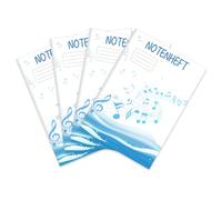4 Cahiers de musique, cahier d'apprentissage de l'écriture à lignes, cahiers de 12 pages avec 12 portées musicales, cahier à portées musicales, cahier de musique avec portées (Bleu)