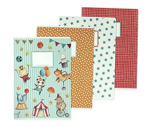 4 cahiers d'exercices de haute qualité pour enfants DIN A4 | lignés et quadrillés 32 pages - motif cirque - pour commencer l'école pour les élèves de l'école primaire - set numéro 3 - 16 feuilles