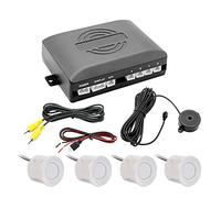 4 Capteurs Système Surveillance Radar Buzzer Arrière Secours Voiture Prise en Charge l'image D'affichage Et L'alerte Sonore Car Parking Sensors(Blanc)